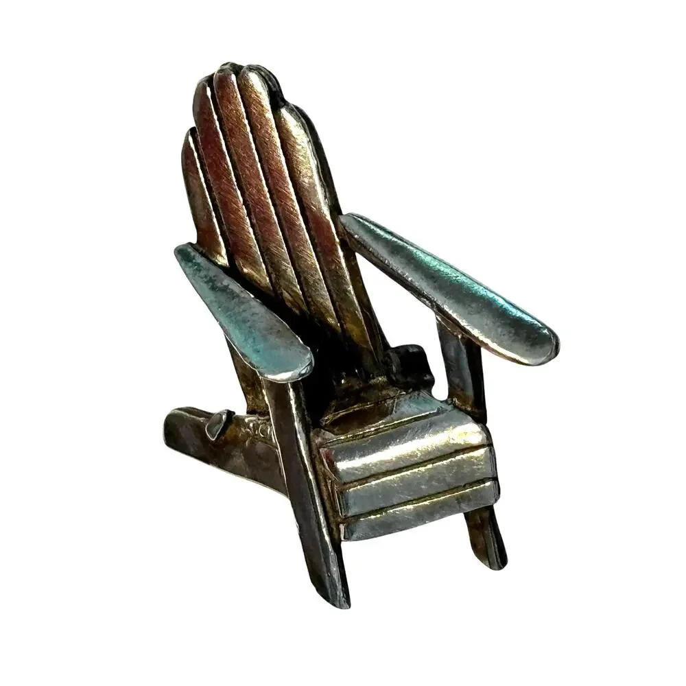 Signed 925 silver brooch unique Adirondack Chair motif beach farm cottage core